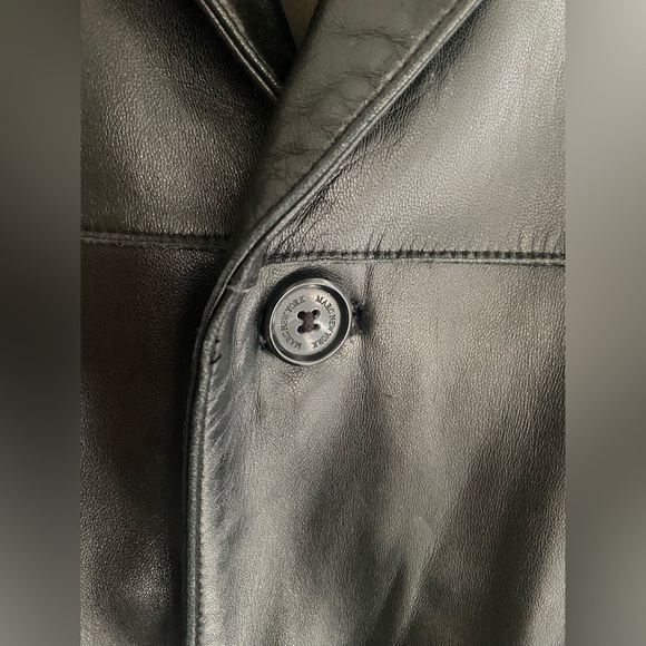 Marc New York Vintage Leather Jacket Mens Black Trench Coat Andrew Size Large L - Picture 5 of 10